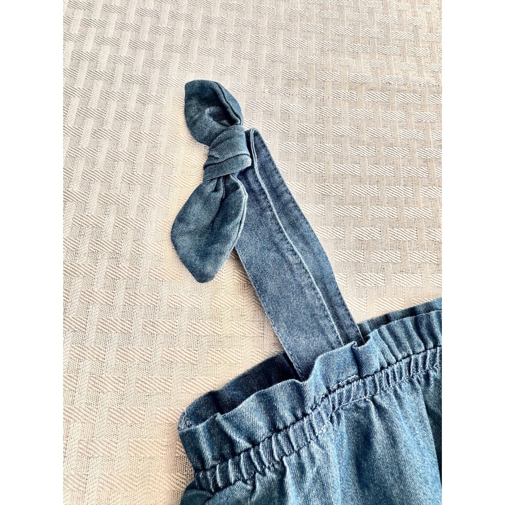 Vince Camuto‎ Girls Denim Romper One Shoulder Puff Sleeve Blue Chambray NWT 6X - Picture 5 of 9